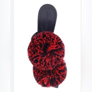 NWOB Bottega Veneta Adam Leather Two-Band Pom Sandals size 37.5
